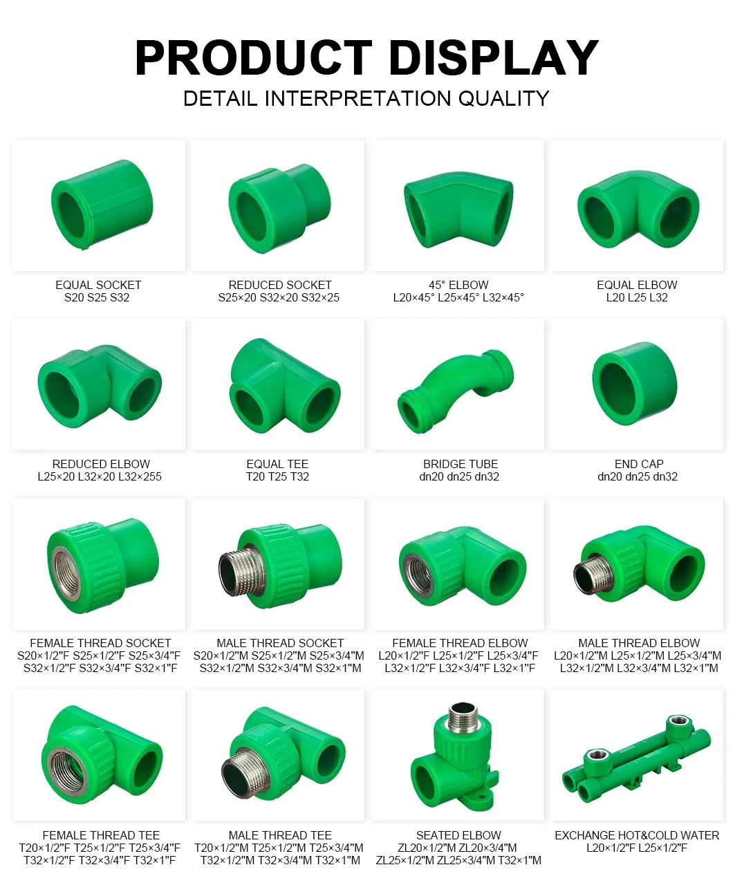 Ifan Factory PPR Fittings 20 - 110mm Threaded PPR Pipe Fittings for Water