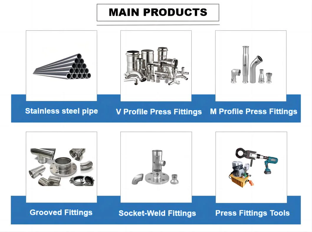 V Profile Compression Stainless Steel 90 Degree Male Elbow for Water Pipe Fitting System