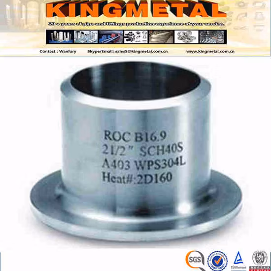 ANSI B16.9 A403 Wp304L 2X1/2 インチ ステンレス鋼ラップ ジョイント スタブ エンド
